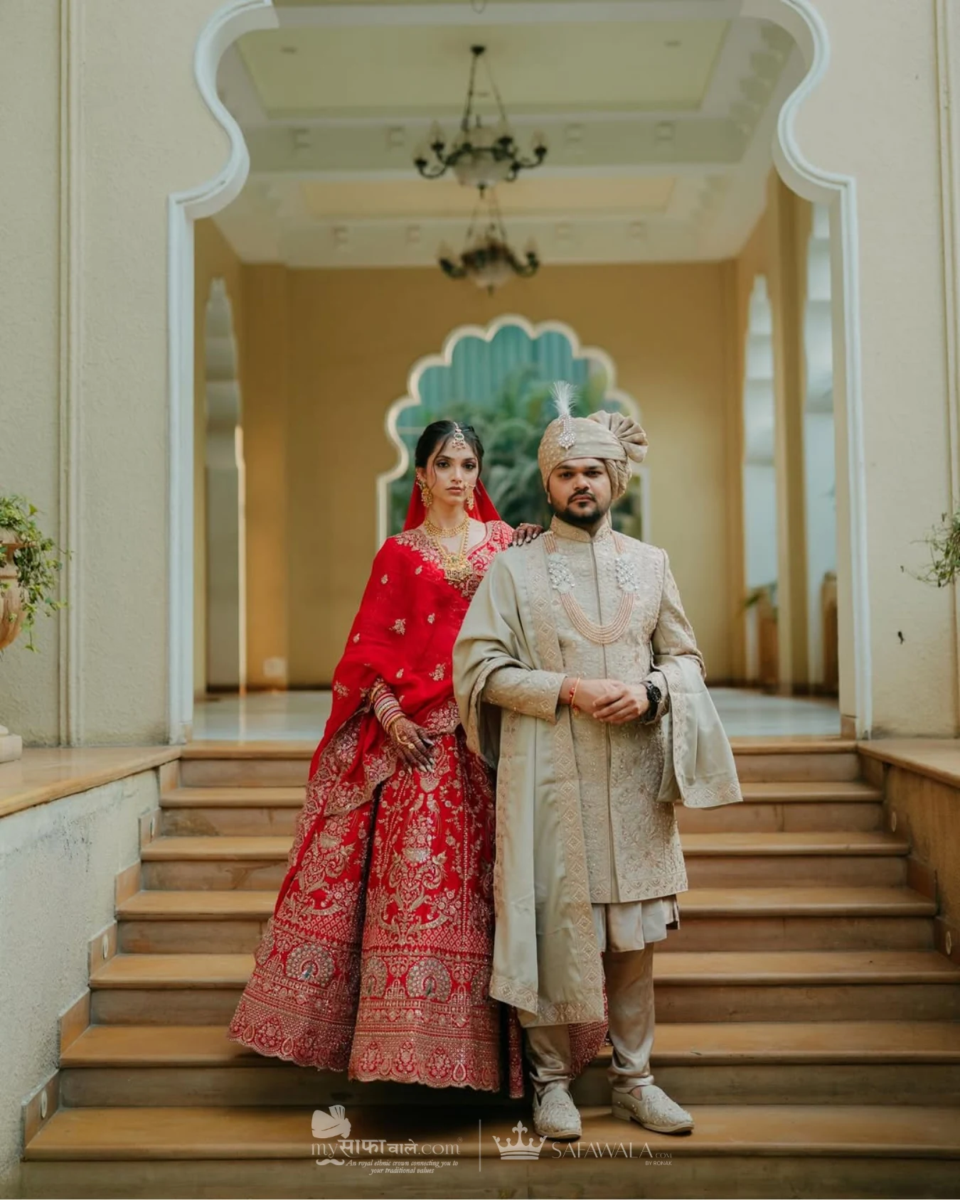 Coordinated ivory wedding pagdis for a formal celebration for Almora
